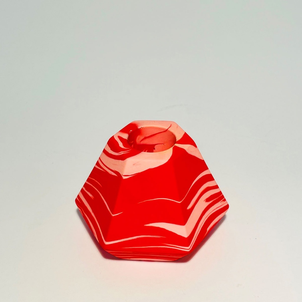 jesmonite_candle_holder_hexagon_red_2
