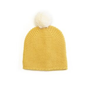 Miss Pompom Chunky Yellow Beanie